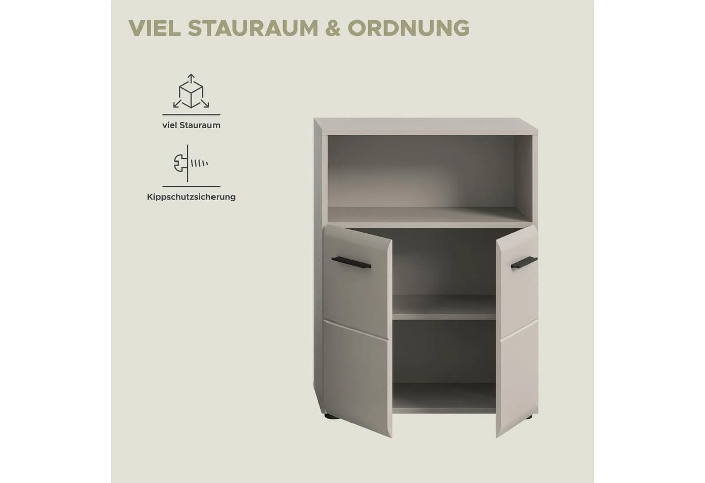 WELLTIME Midischrank Florenz 60cm Kaschmir 2 Türen - Bild 4