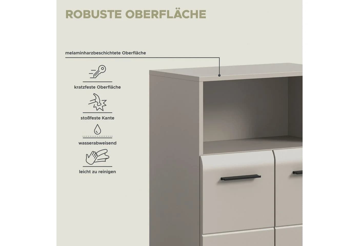 WELLTIME Midischrank Florenz 60cm Kaschmir 2 Türen - Bild 5