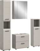 welltime Badezimmer-Set 4-tlg. Beige Hochschrank WBU Spiegelschrank Standschrank Bild 2