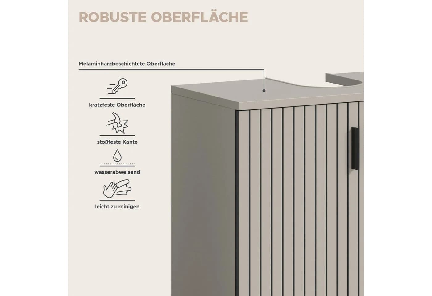 Welltime Waschbeckenunterschrank MANI Paneeloptik 2 Türen Kaschmir - Bild 5