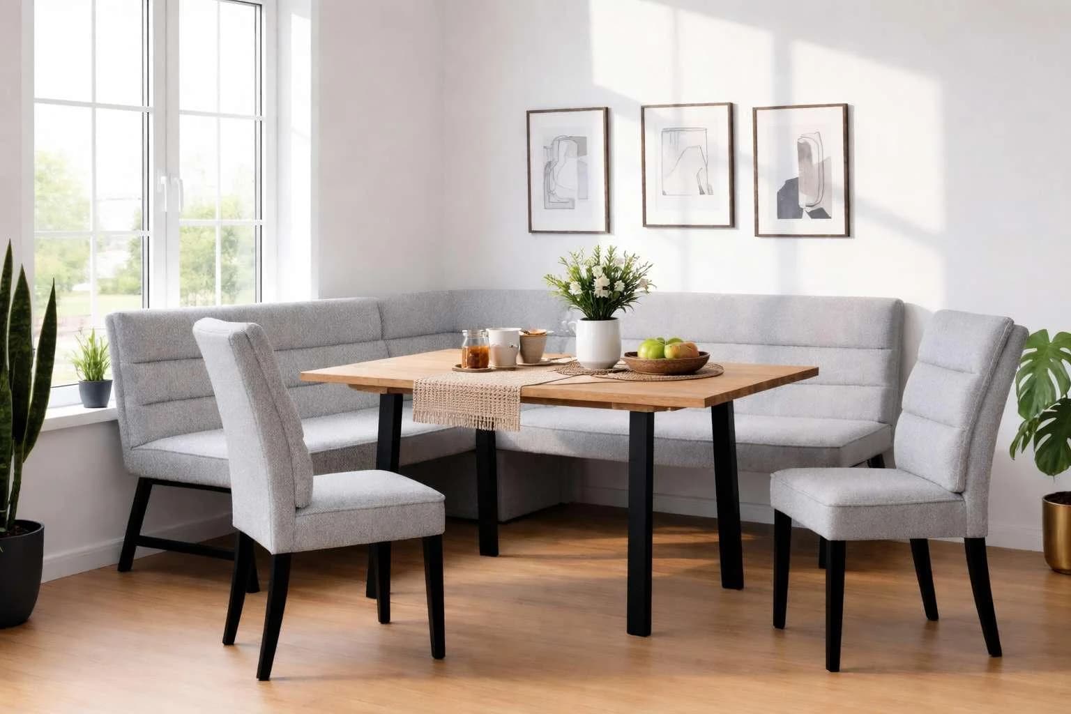 OTTO HOME Eckbankgruppe Oregon mit Eiche Tisch hellgrau