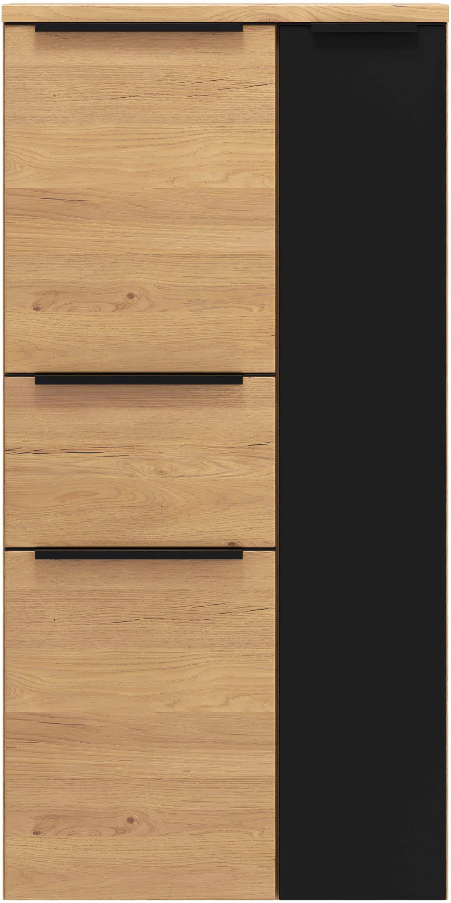 WELLTIME Midischrank MAILAND Softclose Wildeiche Matt Schwarz