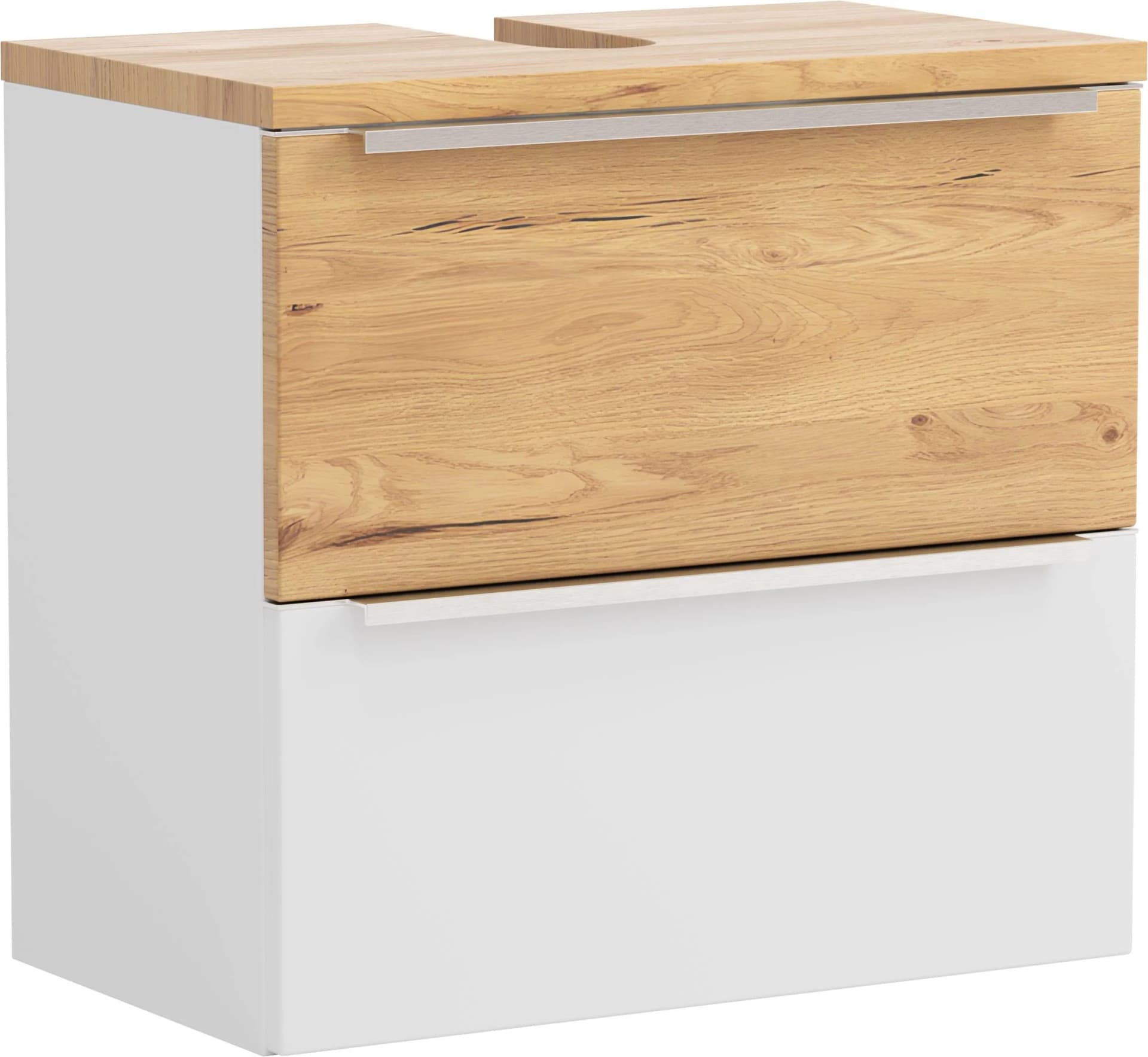 WELLTIME TRIENT Unterbeckenschrank 60 cm Softclose matt weiß Wildeiche
