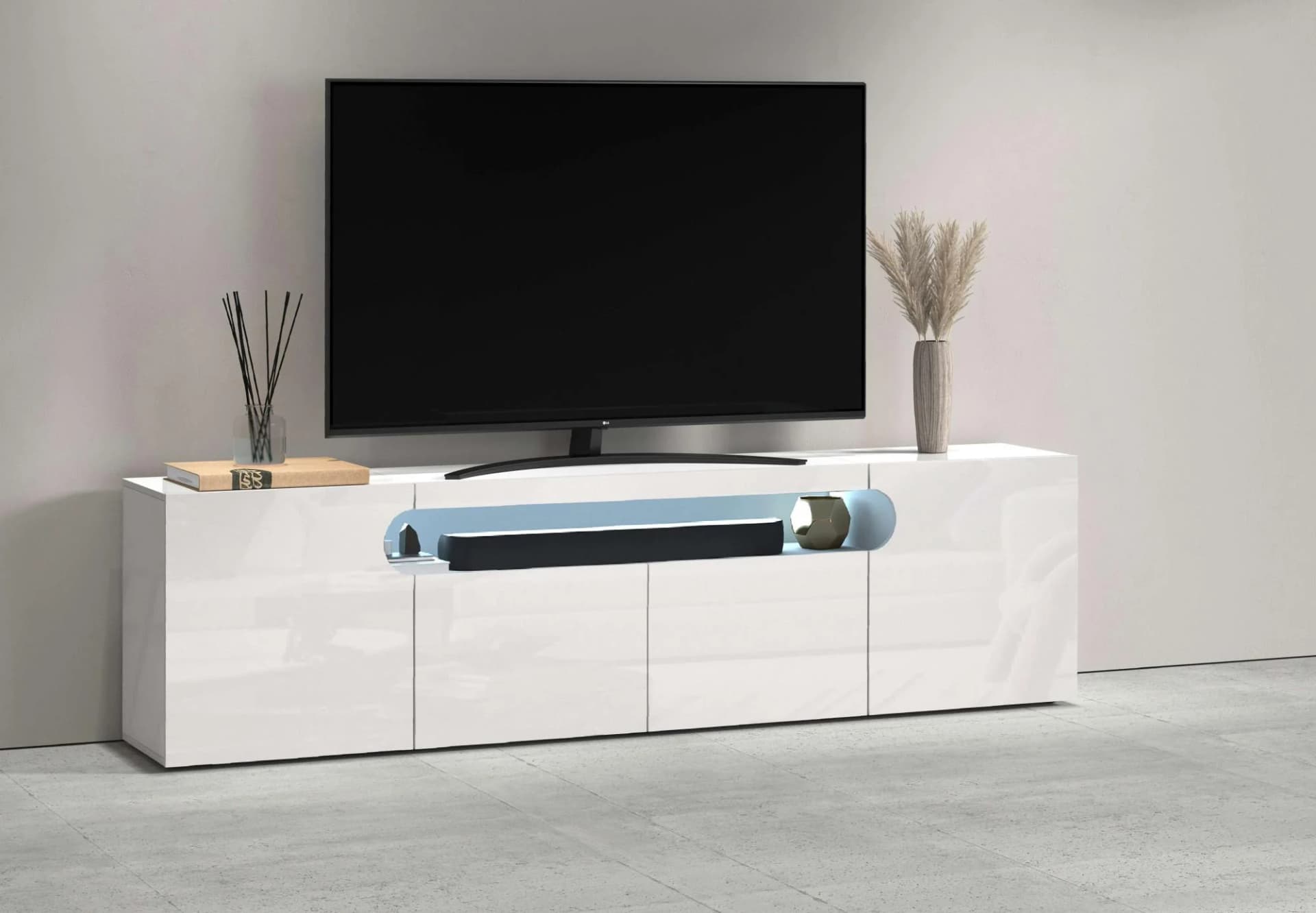 OTTO HOME Lowboard REAL weiß hochglanz 200cm
