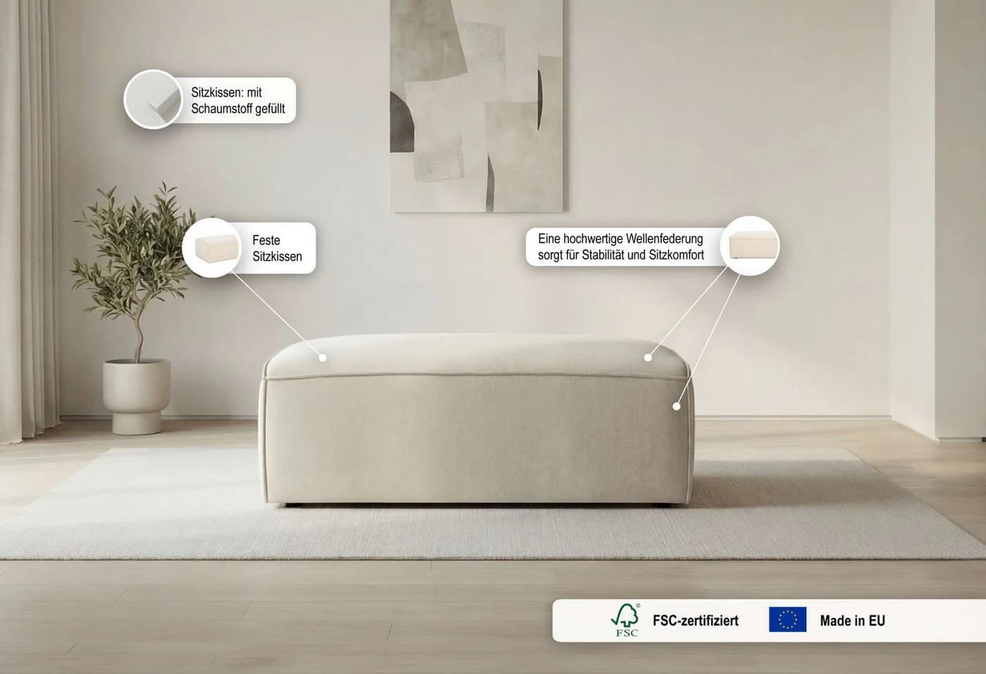 OTTO home Polsterhocker Mittell Chenille Braun - Bild 3
