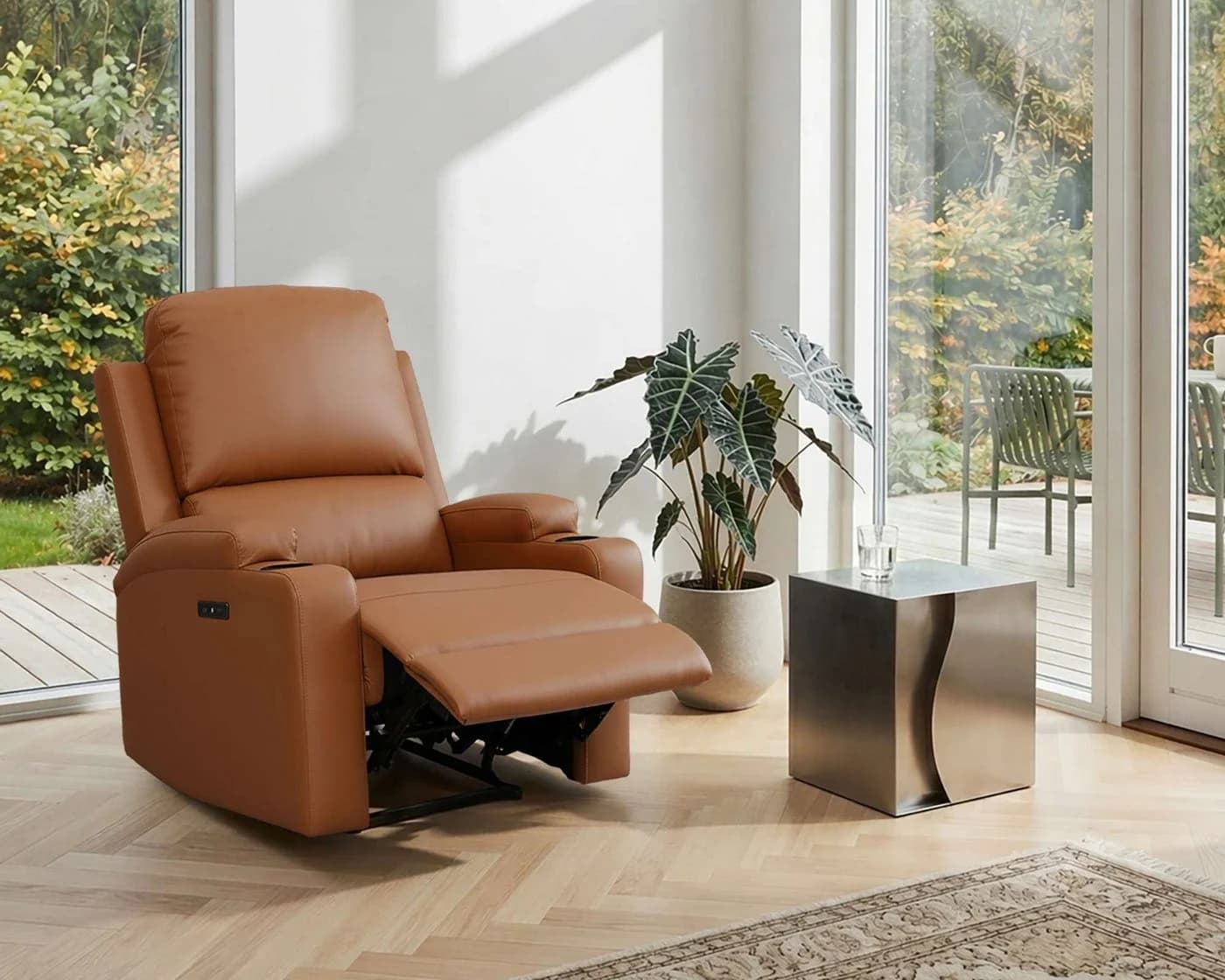 OTTO home Relaxsessel NAPORI Lederoptik Braun mit Relaxfunktion - Bild 2