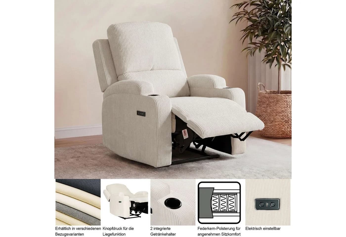 OTTO home Relaxsessel NAPORI Lederoptik Braun mit Relaxfunktion - Bild 5