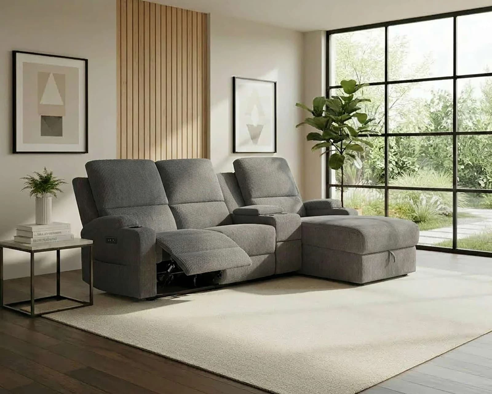 OTTO HOME Ecksofa NAPORI Cord Multimediasofa Relaxfunktion anthrazit