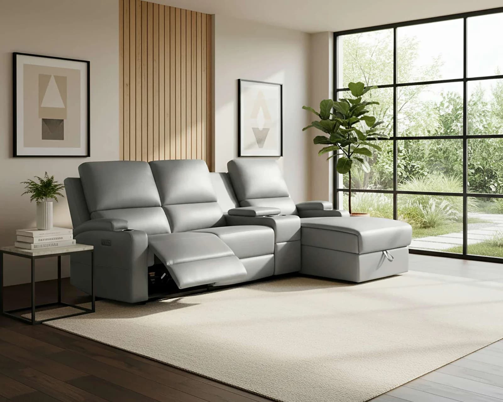 Ecksofa OTTO HOME NAPORI Lederoptik Relaxfunktion anthrazit