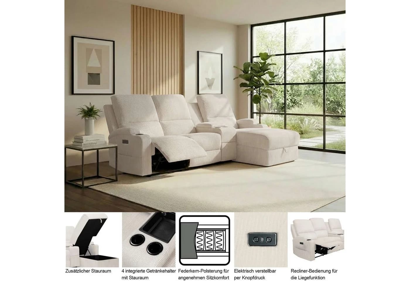 OTTO home Ecksofa NAPORI Microfaser Relaxfunktion L-Form dunkelbraun - Bild 5
