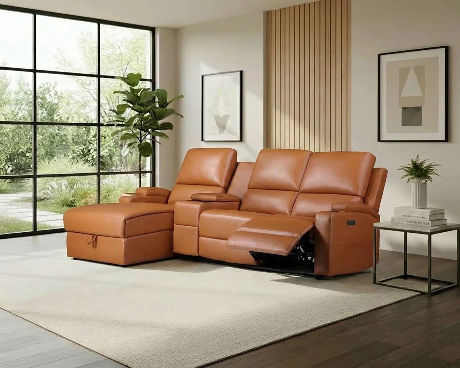 OTTO HOME Ecksofa NAPORI Cognac Lederoptik Relaxfunktion Recamiere