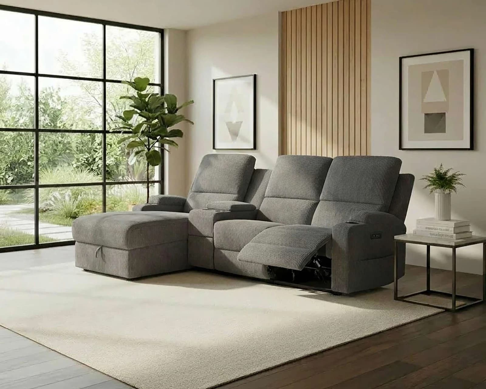 Ecksofa OTTO HOME NAPORI Cord Anthrazit mit Relaxfunktion und Recamiere