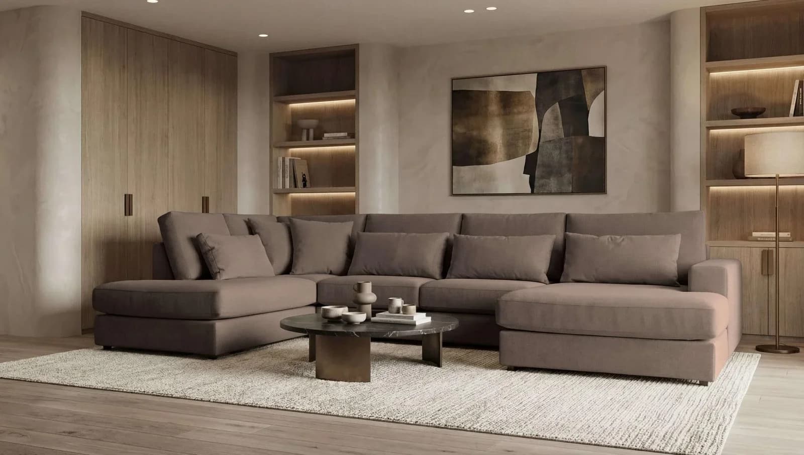OTTO HOME Wohnlandschaft Nivette U-Form Chenille Braun