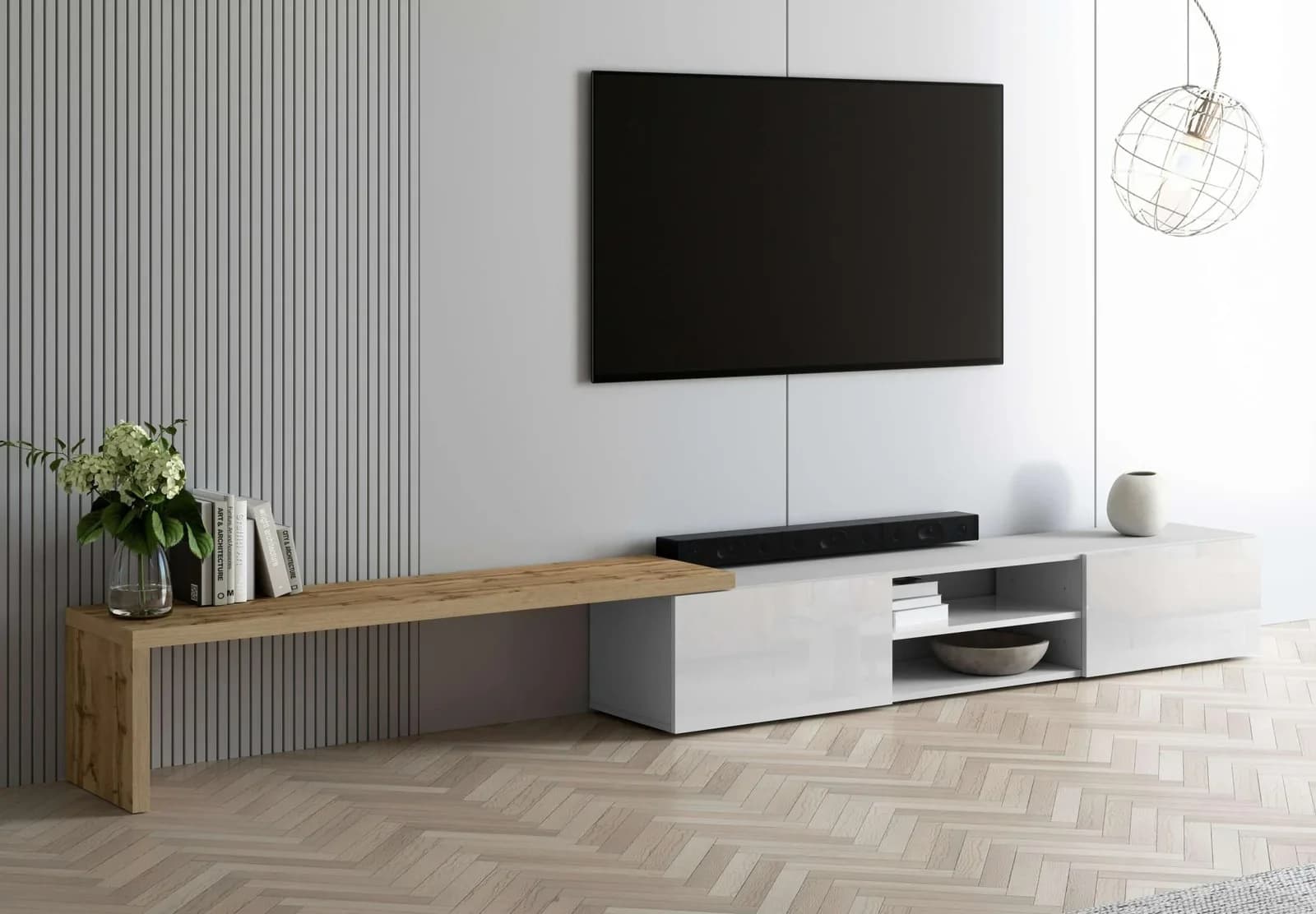 OTTO HOME Lowboard Garda Weiß Hochglanz mit Aufsatz