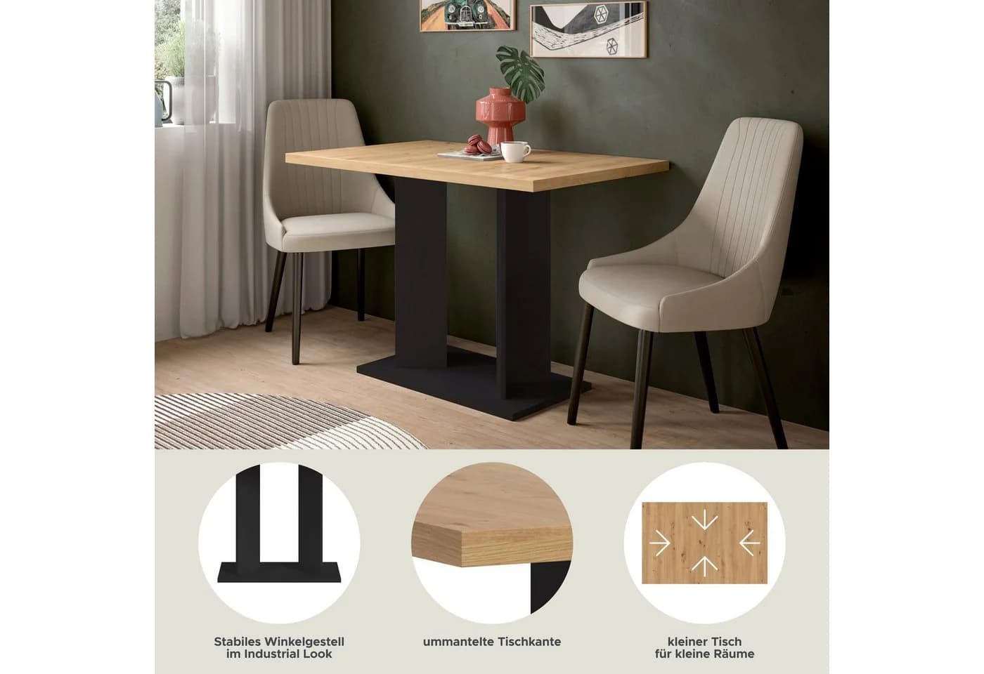 Home Affaire Esstisch Schwarz Eiche-Nachbildung 110x70 cm - Bild 3