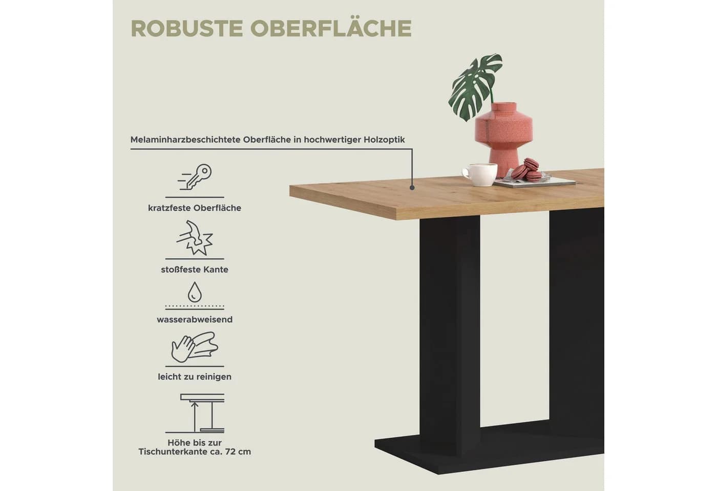 Home Affaire Esstisch Schwarz Eiche-Nachbildung 110x70 cm - Bild 4