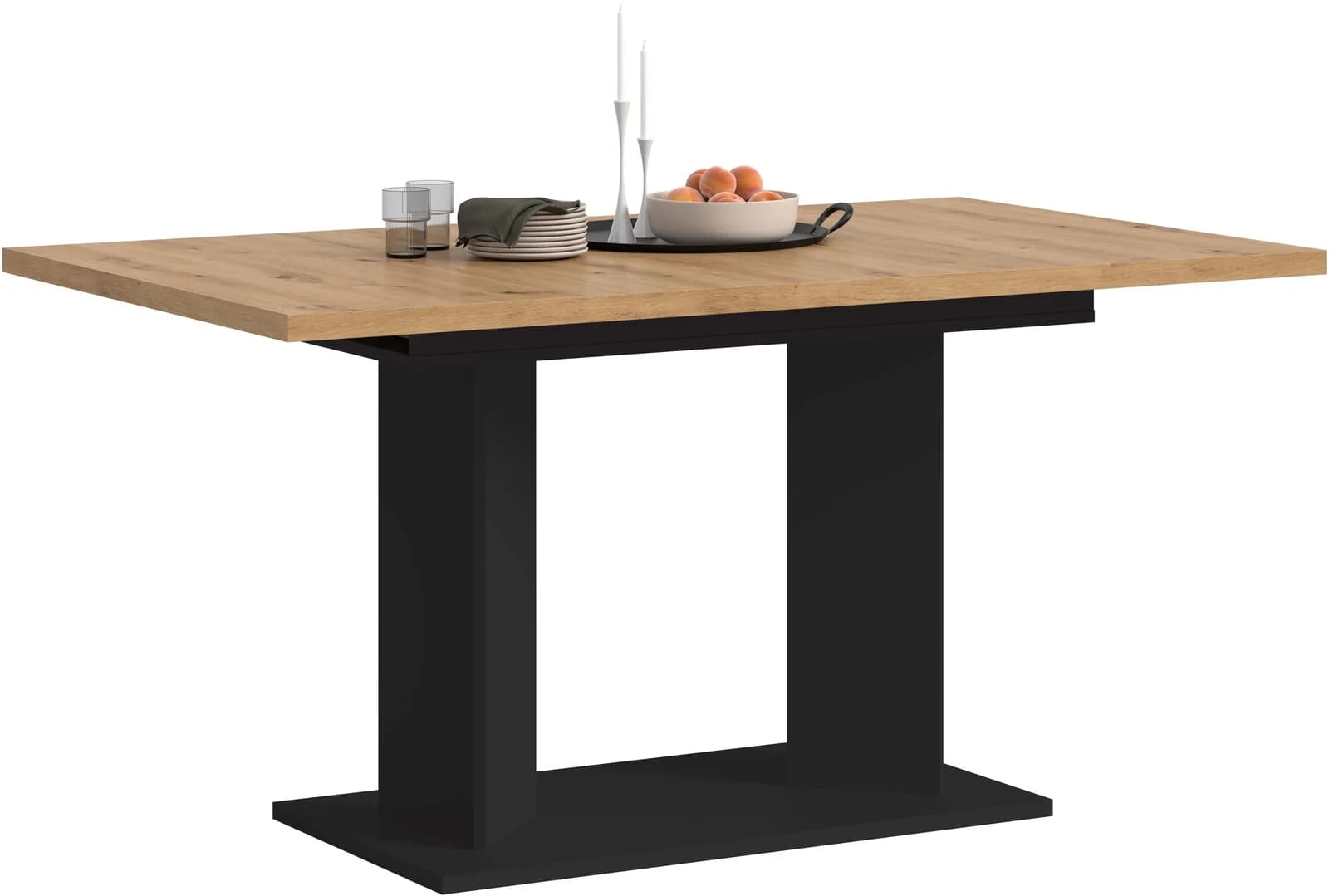 Home Affaire Esstisch Gero Schwarz Artisan Eiche Nachbildung Ausziehbar