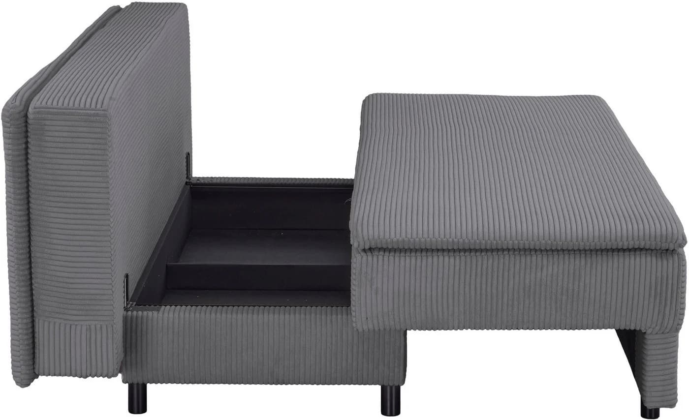 OTTO home Schlafsofa JANNIKO Cord Grau mit Bettkasten & Schlaffunktion - Bild 5