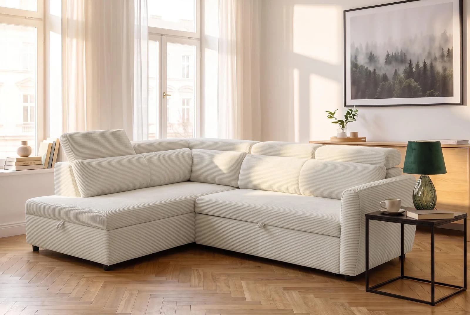 OTTO HOME KALLEA Schlafsofa Ecksofa L-Form Cord Creme