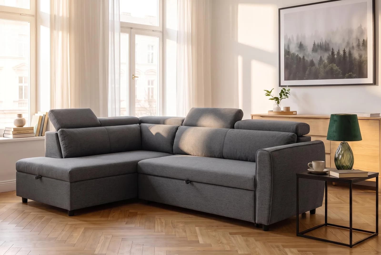 OTTO HOME Schlafsofa KALLEA Ecksofa L-Form Cord Webstoff Anthrazit