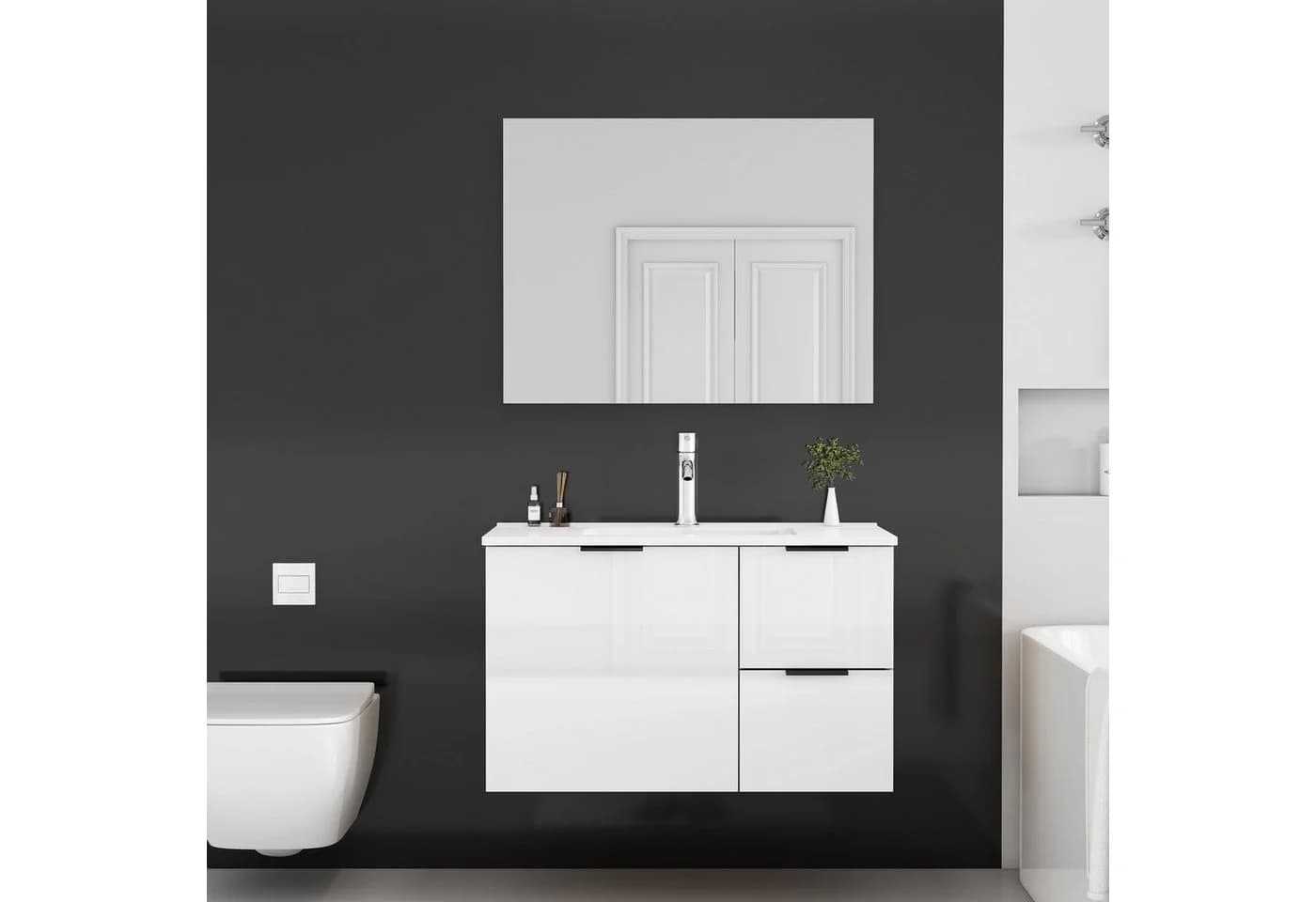 welltime Waschtisch Picante 80cm Weiß mit Keramikbecken