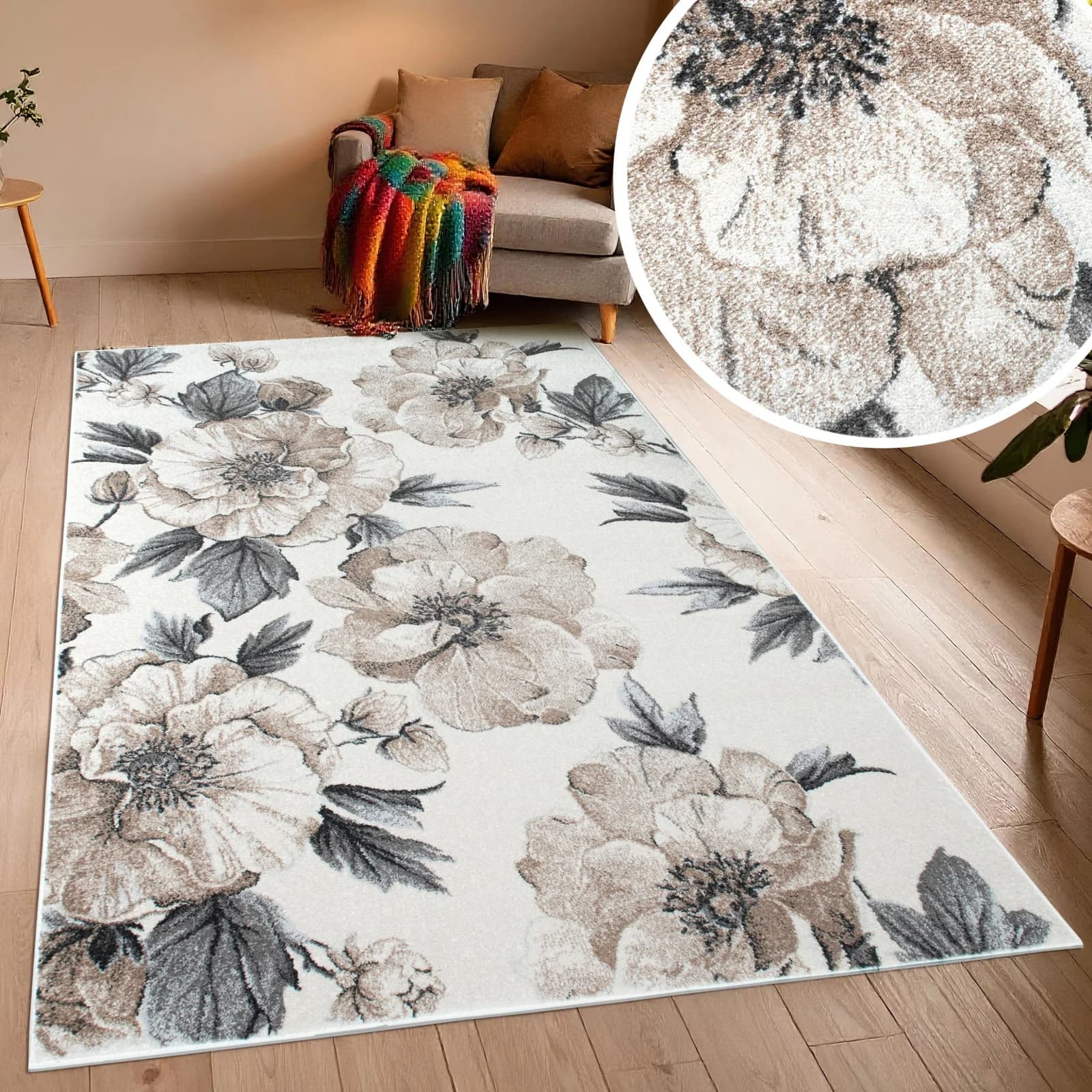 OTTO HOME Teppich Florent Floral Vintage Beige Kunstfaser