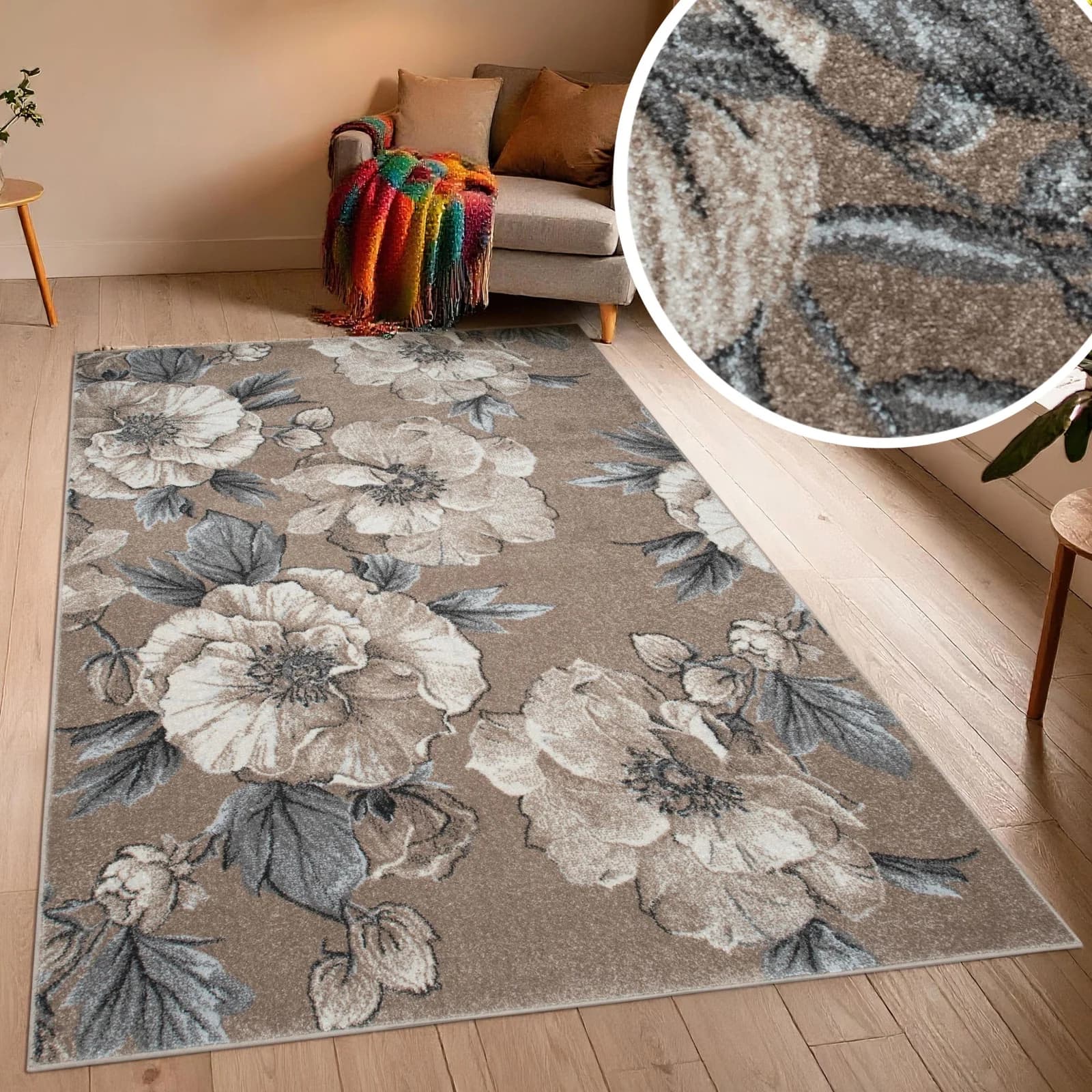 OTTO HOME Teppich Florent Beige Floral Vintage Kunstfaser