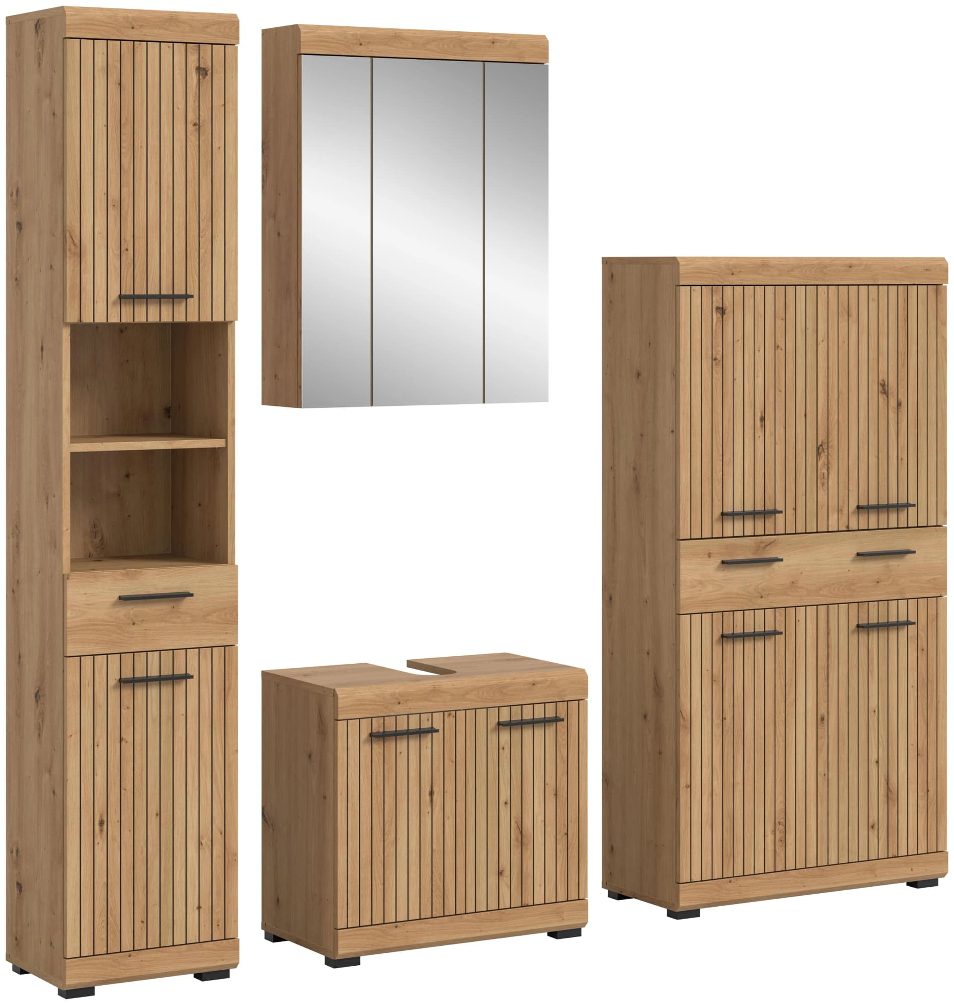 WELLTIME Badmöbel-Set Siena 4-teilig Artisan Eiche Nachbildung