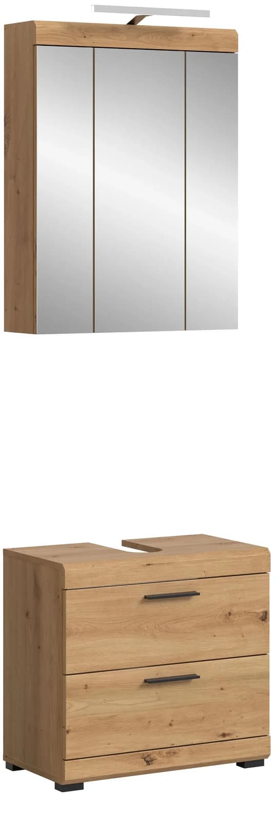 WELLTIME Badmöbel-Set SIENA 2-teilig mit LED-Beleuchtung braun