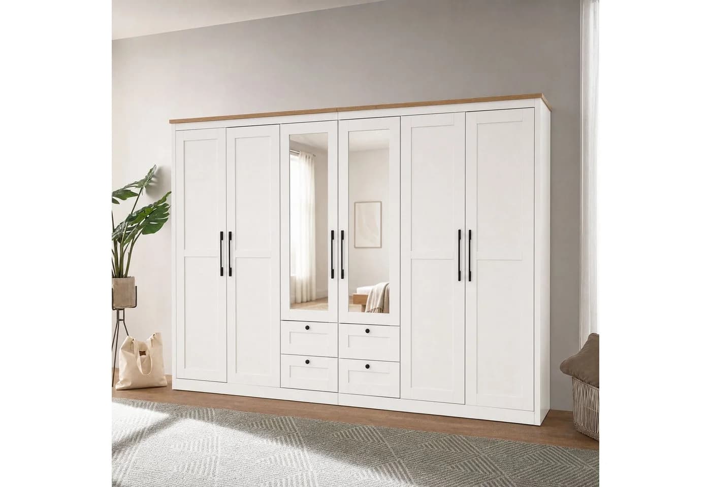 OTTO home Kleiderschrank Büsum 6 Türen Spiegel 3m Breite