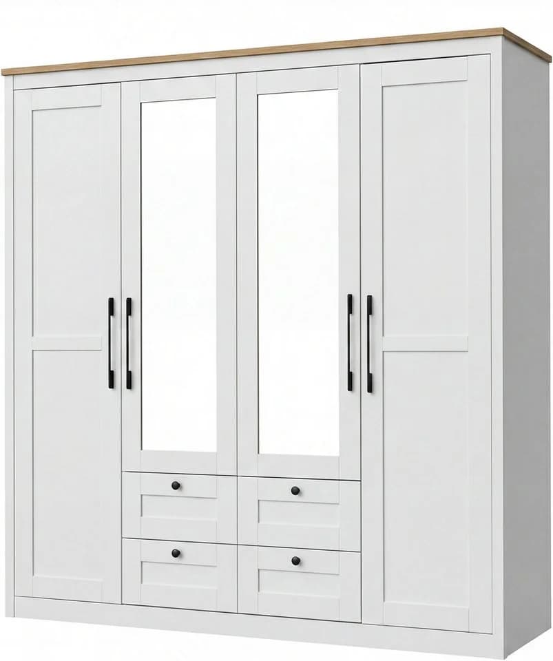 OTTO home Kleiderschrank Büsum 4 Türen Spiegel Holz - Bild 2