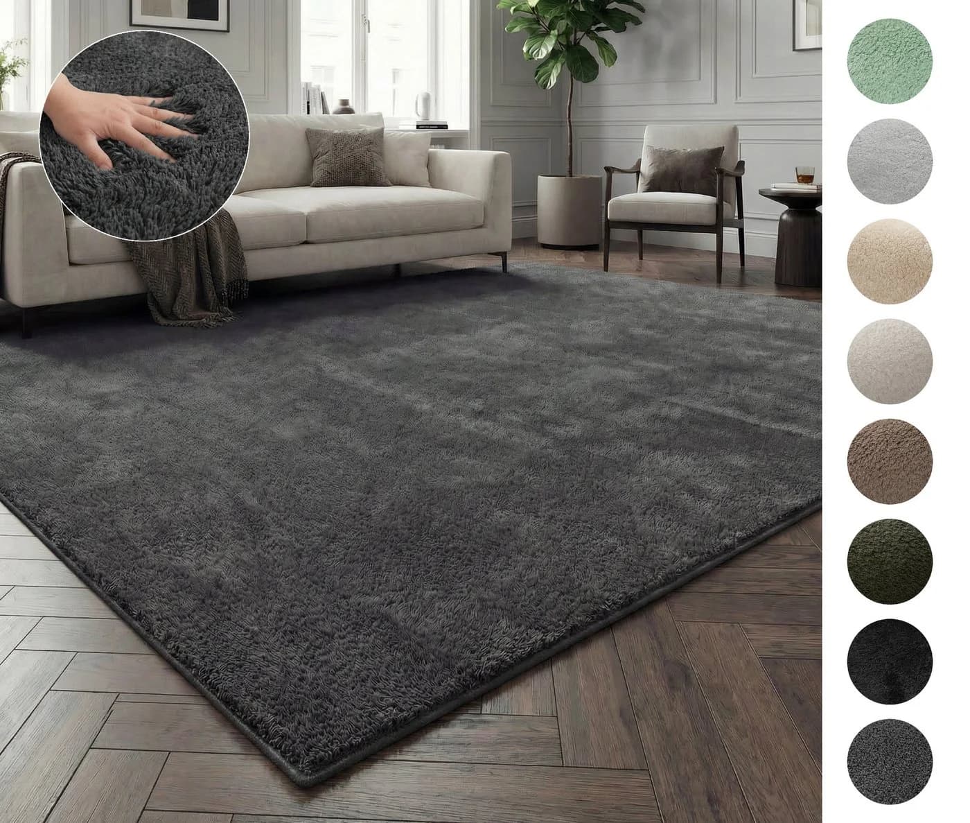 OTTO home Teppich Cali Uni Grau Microfaser Rechteckig - Bild 2