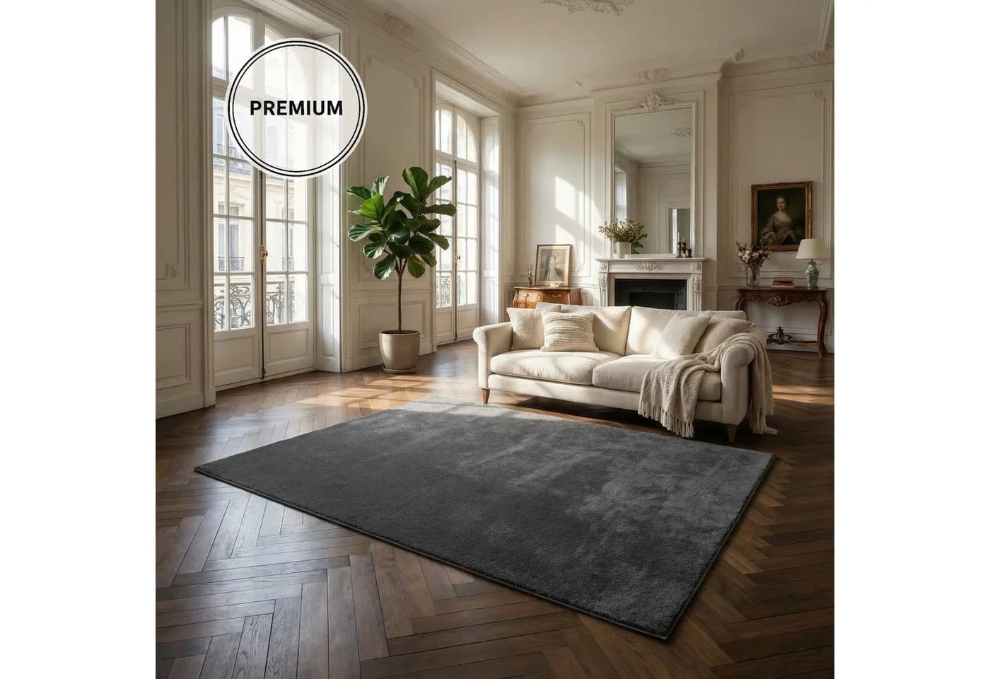 OTTO home Teppich Cali Uni Grau Microfaser Rechteckig - Bild 4
