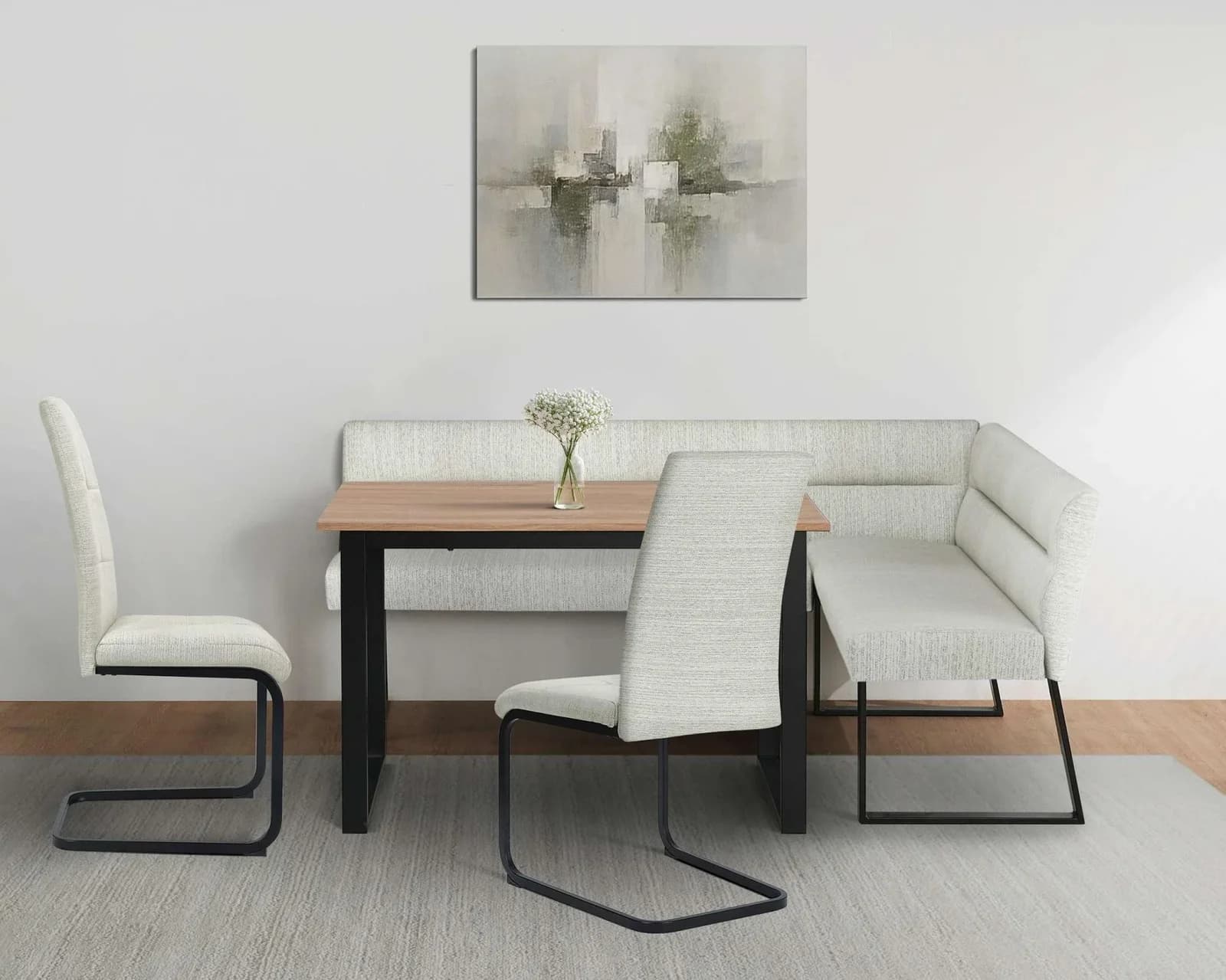 Eckbankgruppe OTTO HOME mit Tisch, 2 Stühlen & Metallbeinen