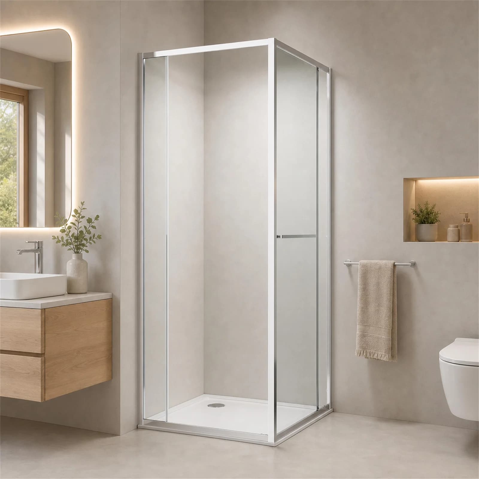 WELLTIME Vinci Eckdusche transparent Schwingtür 90x90cm