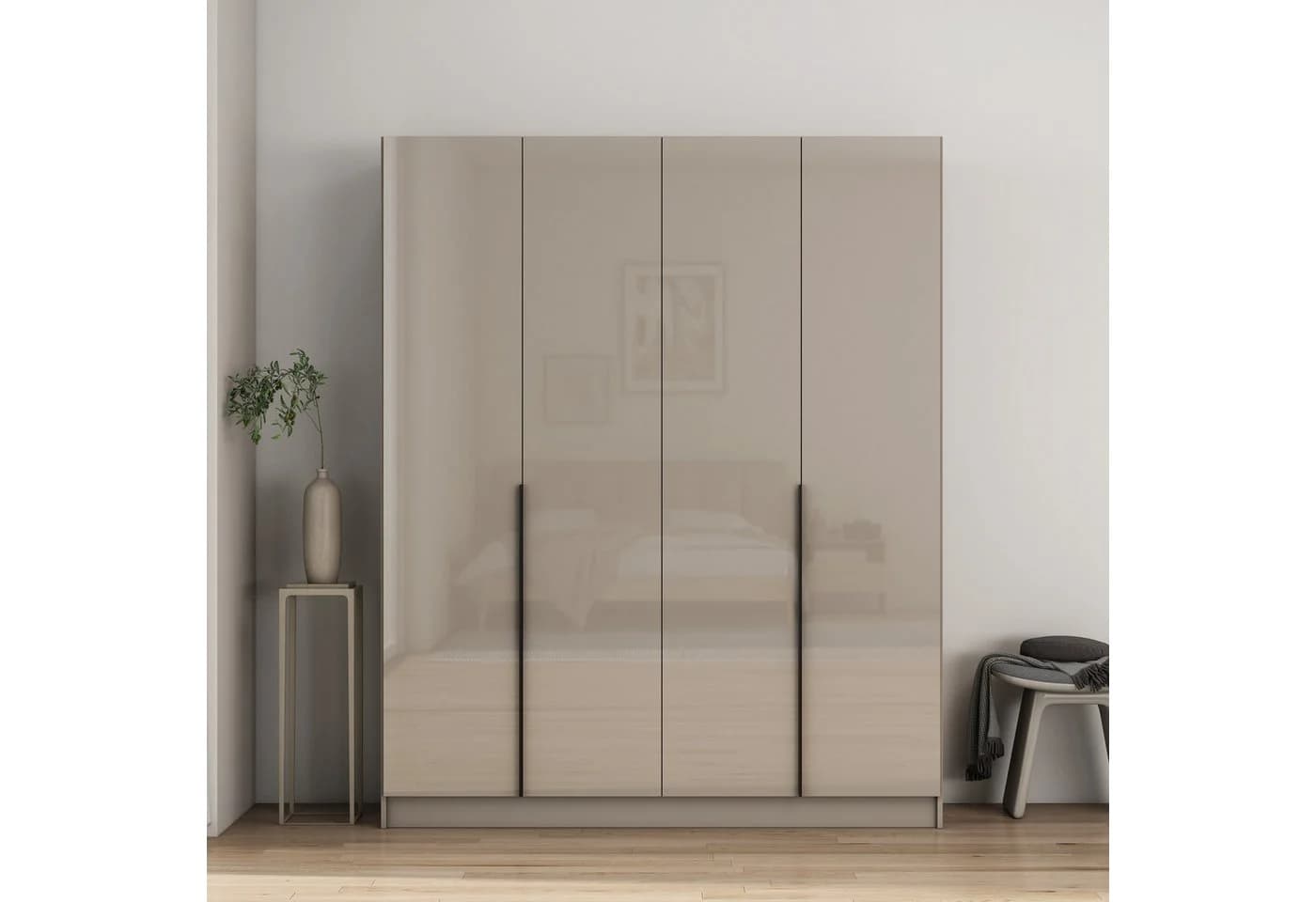 OTTO home Kleiderschrank Annor Grau Hochglanz mit Spiegeln - Bild 2