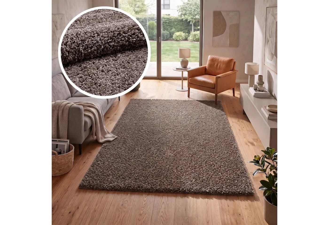 OTTO home Hochflor-Teppich Viva Shaggy Grau Uni - Bild 2