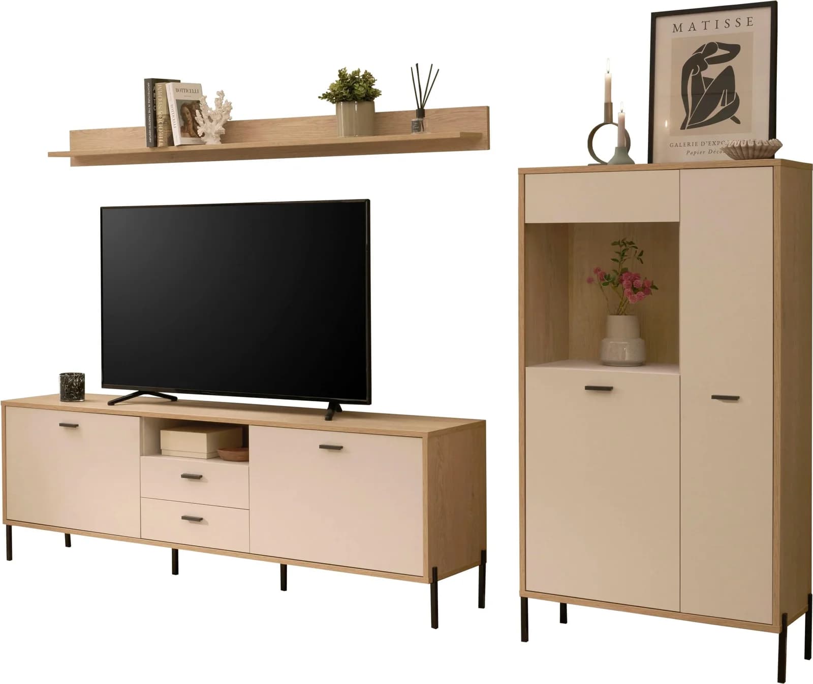 Home Affaire Wohnwand Fredericia Komplettset Eiche Cremona Toro/Kaschmir