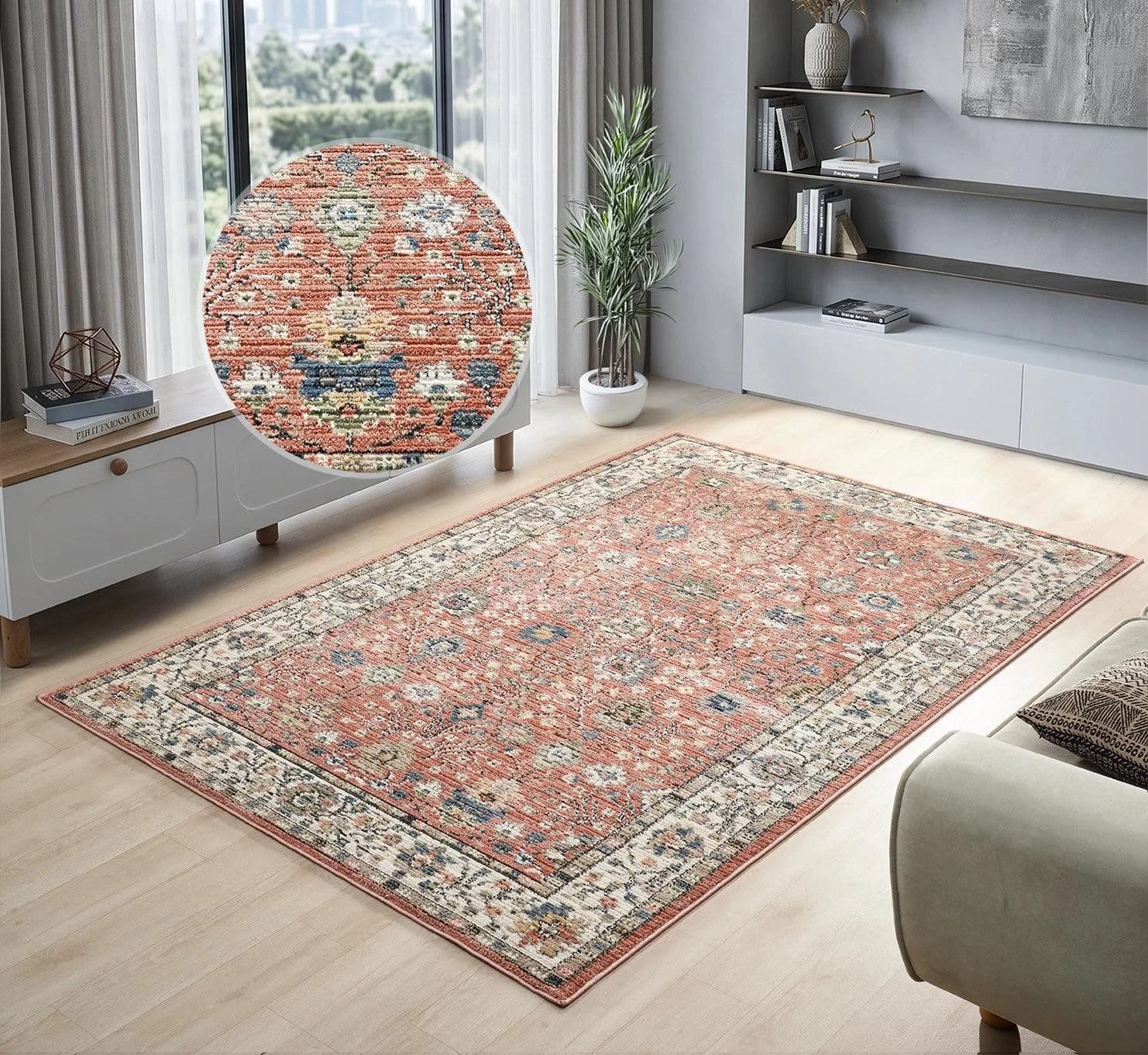 OTTO home Teppich Aylaa Blumen-Motiv Orientalisch Rot-Beige