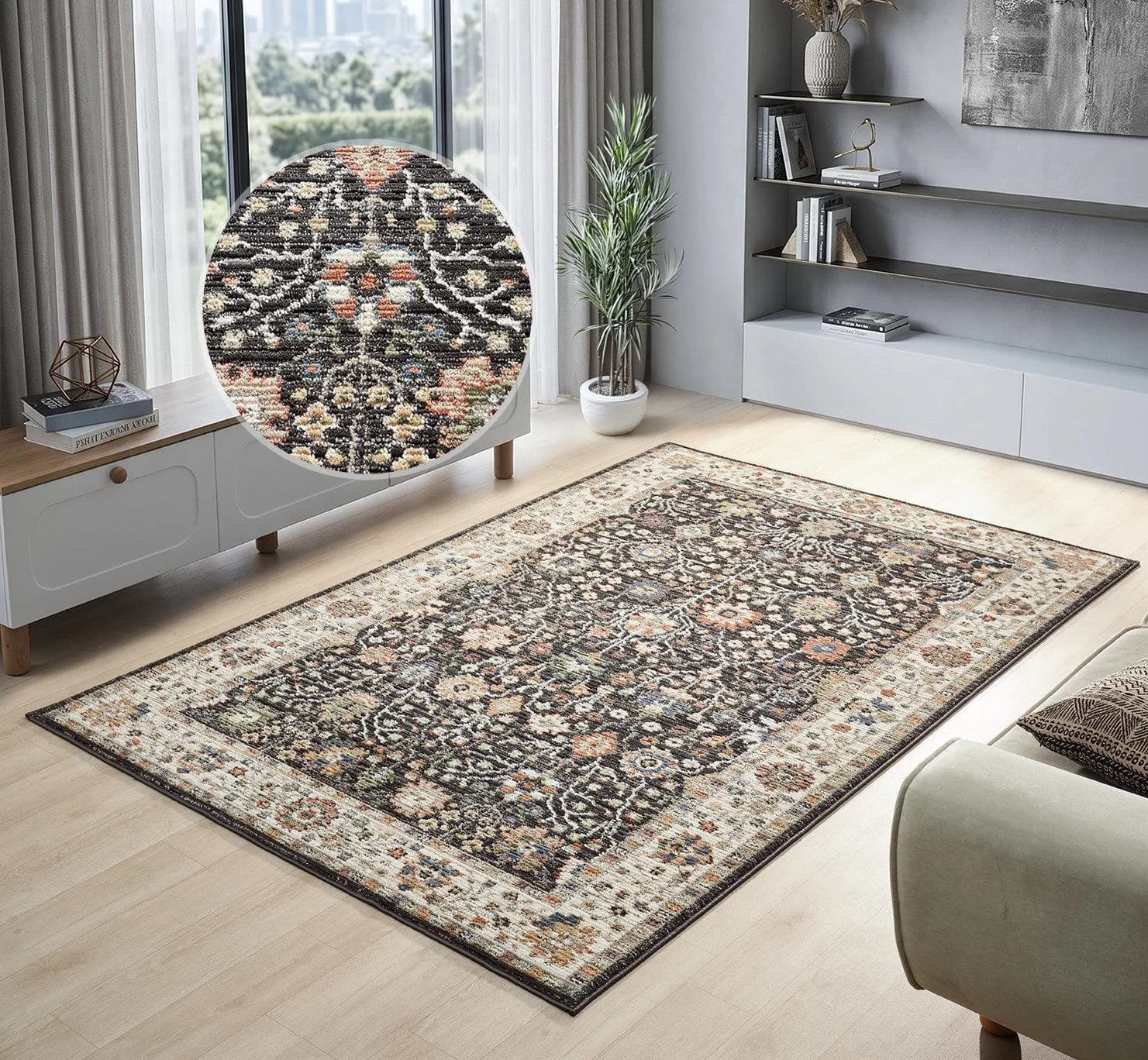OTTO home Teppich Aylaa Blumen-Motiv Orientalisch Beige Grau