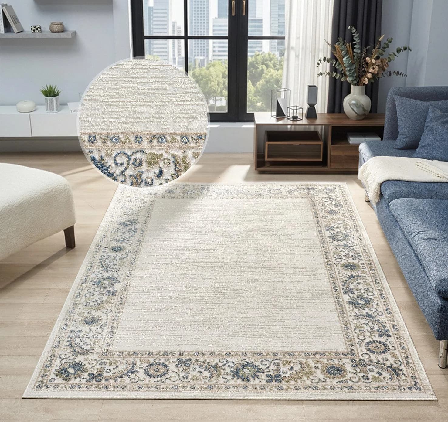 OTTO HOME Teppich Fennia Blumen-Motiv Orientalisch Beige Blau