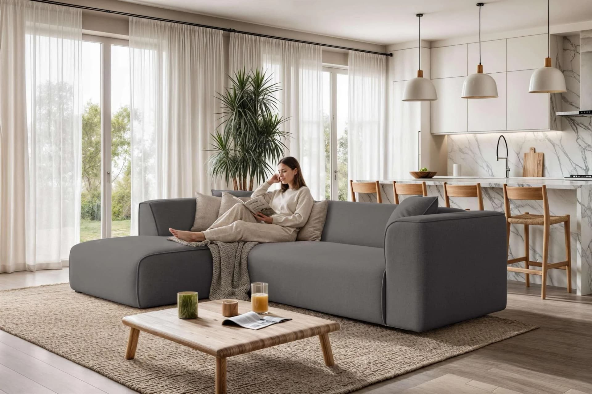 Ecksofa OTTO HOME Merid L-Form mit Ottomane links, grau