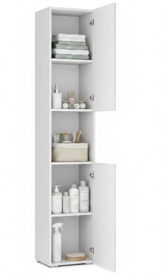 welltime Hochschrank Avena Weiß Hochglanz Minimalistisch - Bild 3