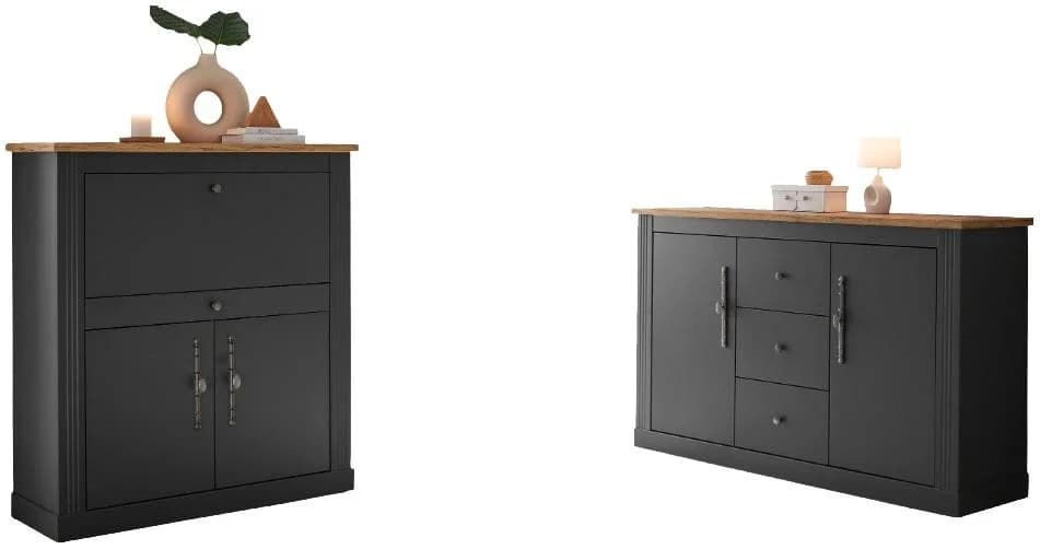 OTTO HOME Westminster Büromöbel-Set Dunkelgrau Landhausstil