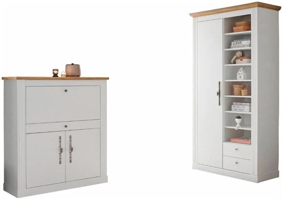 OTTO HOME Westminster Büromöbel-Set Sekretär & Schrank Pinie Weiß