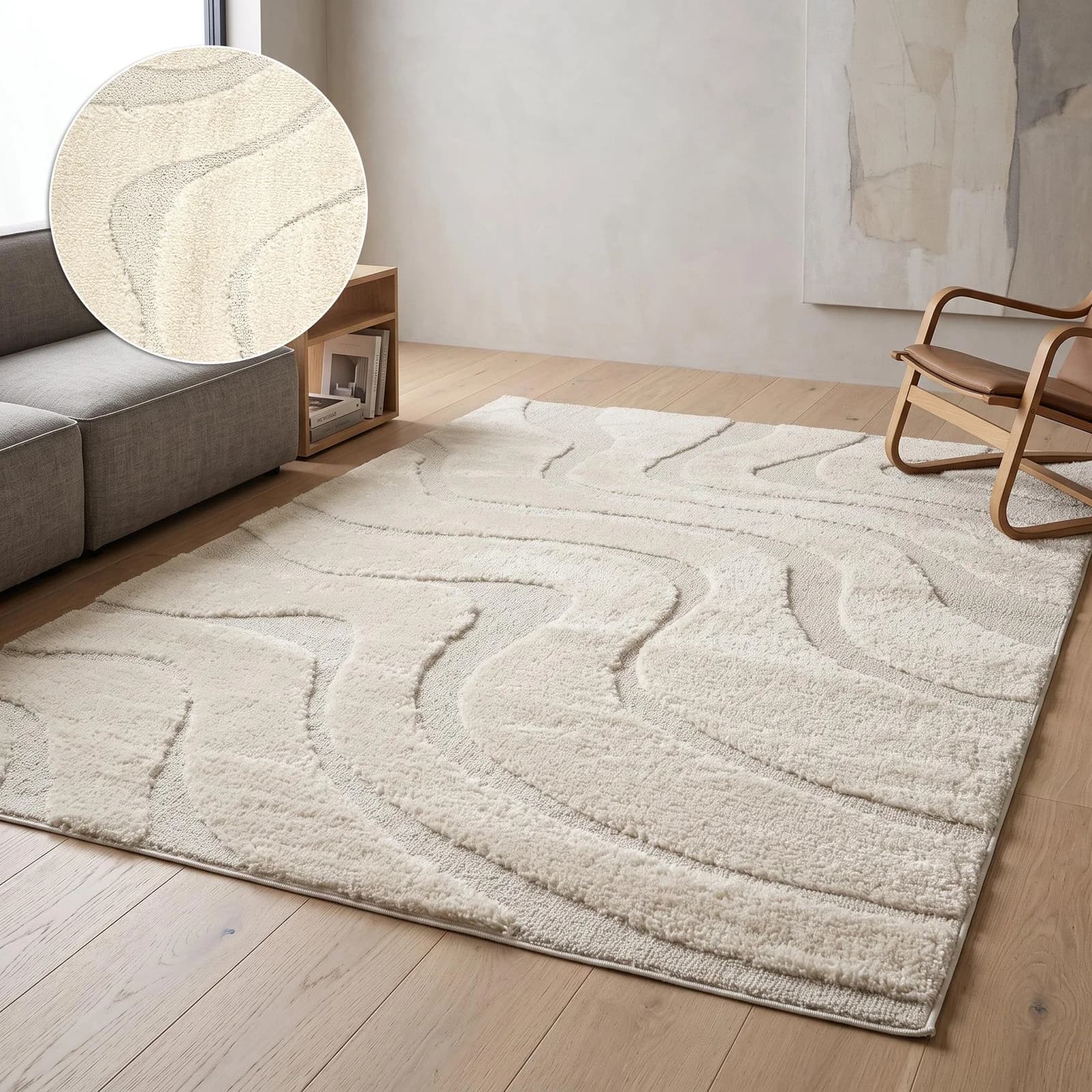 OTTO HOME Teppich Flowa Wellenmuster Beige Hoch-Tief