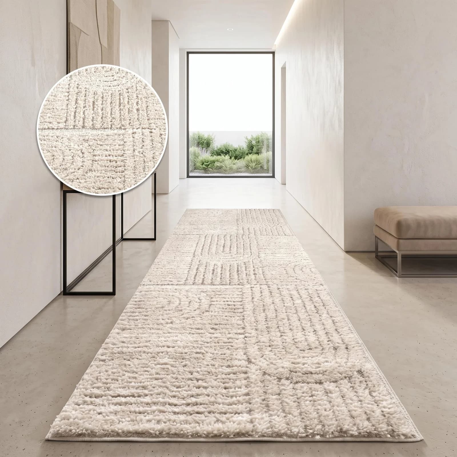 Teppich Jonne Beige Boho-Design Skandinavisch Kunstfaser