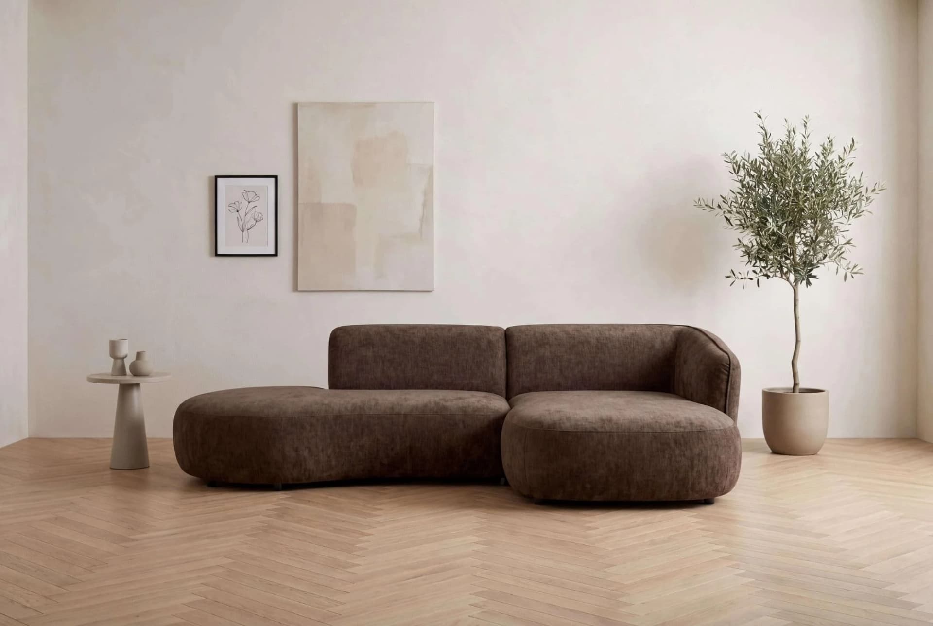 HOME AFFAIRE Ecksofa OSTRUP Braun Chenille Recamiere