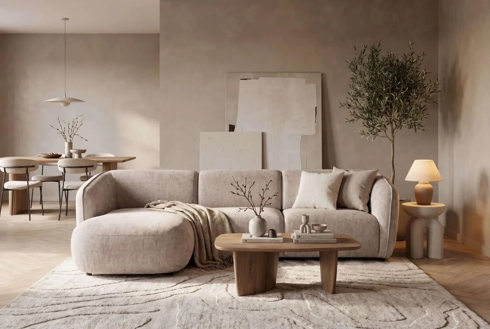 HOME AFFAIRE OSTRUP Ecksofa L-Form Chenille Beige Recamiere