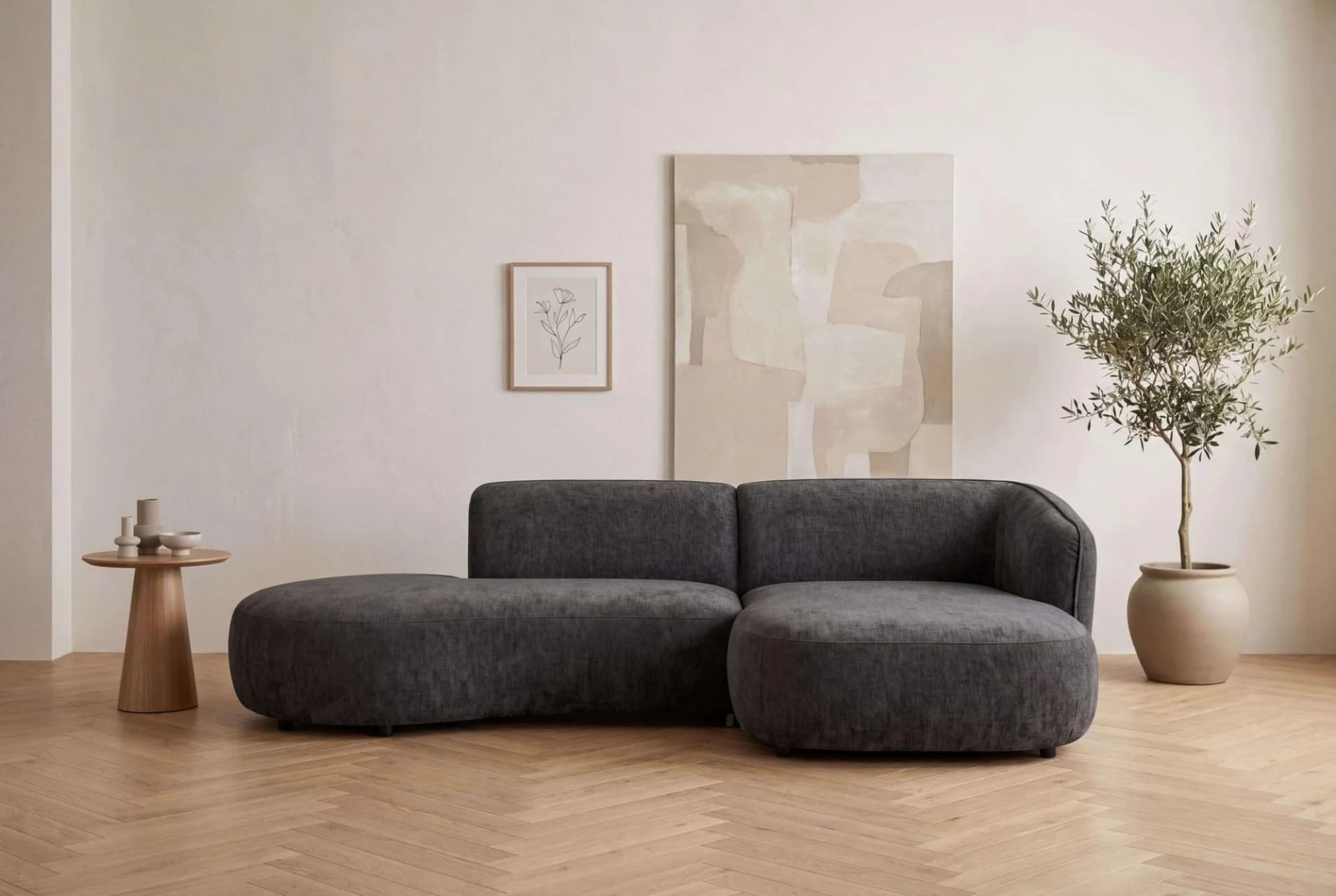 HOME AFFAIRE Ecksofa OSTRUP Chenille Graphit Recamiere